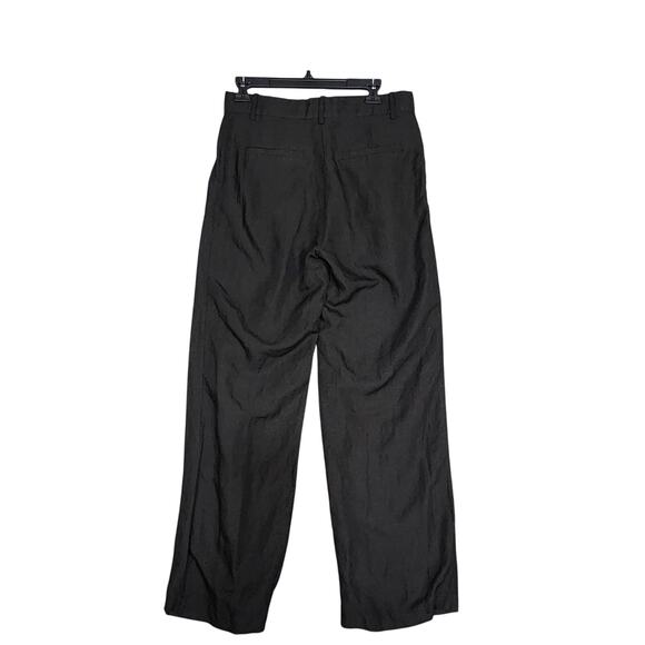 H&M Trouser‎ Pants Wide Leg Linen Blend Size 6 Black - Picture 2 of 9